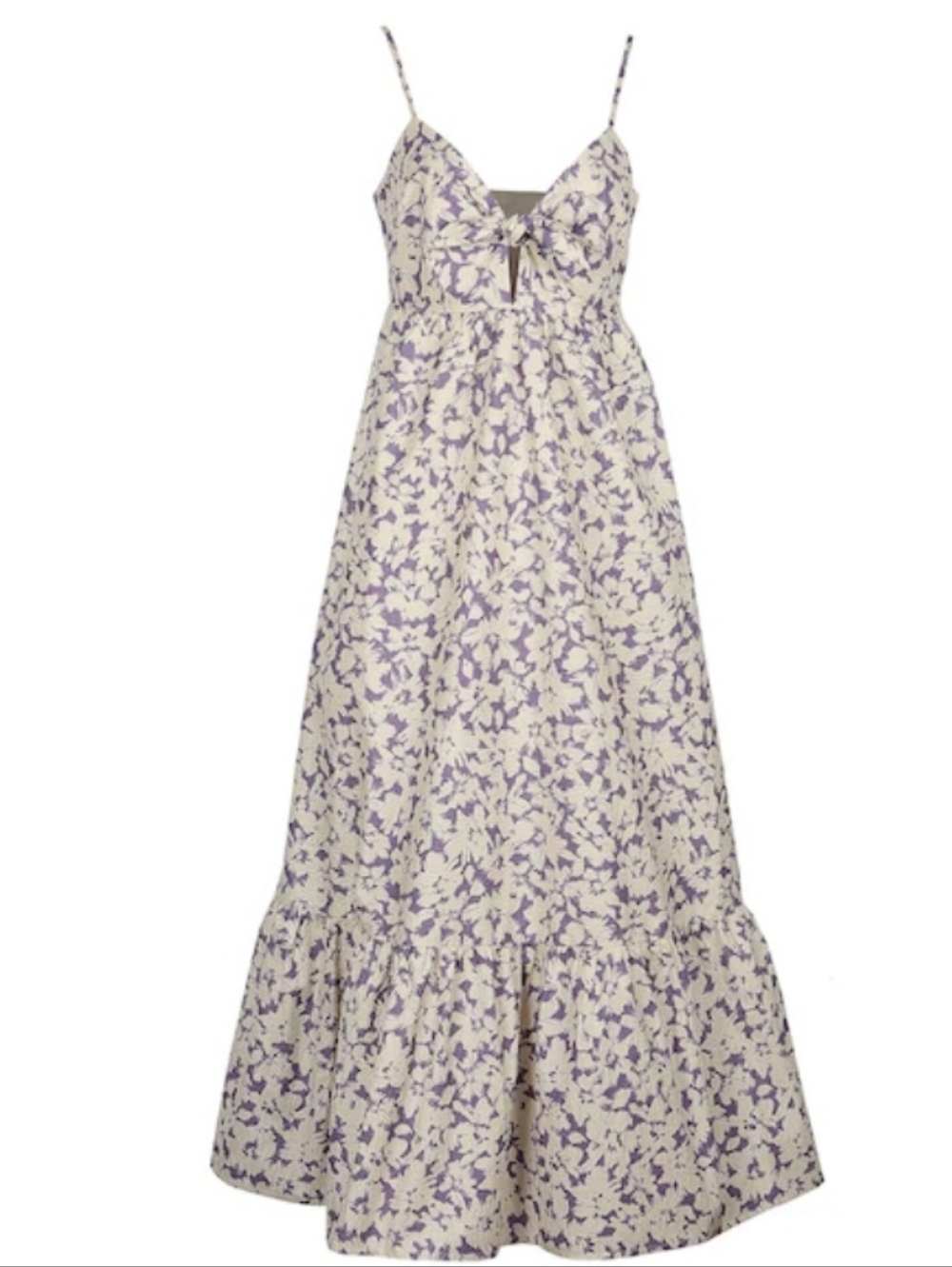 FRNCH Nadege Woven Tiered Maxi Dress in Lilac Print Size Medium
